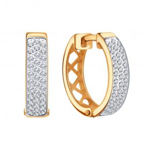 Золотые серьги Karatov с фианитом Т14702В511 фото