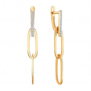 Золотые серьги Karatov с фианитом Т14702В612 фото