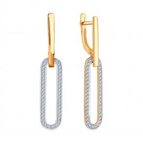 Золотые серьги Karatov с фианитом Т14702В613 фото