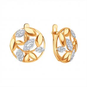 Золотые серьги Karatov с фианитом Т14702В655 фото