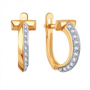 Золотые серьги Karatov с фианитом Т14702В704 фото