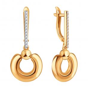 Золотые серьги Karatov с фианитом Т14702Г262 фото