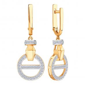 Золотые серьги Karatov с фианитом Т14702Г275 фото