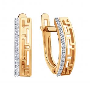 Золотые серьги Karatov с фианитом Т14702Г598 фото