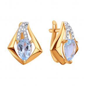 Золотые серьги Karatov с фианитом и аметистом Т14702Е293 фото