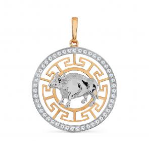 Золотая подвеска Знак зодиака Телец Karatov с фианитом Т147034211 фото