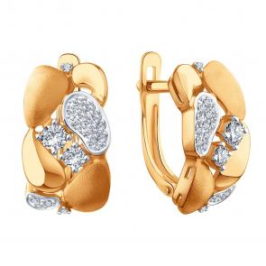 Золотые серьги Karatov с фианитом Т14752Г604 фото