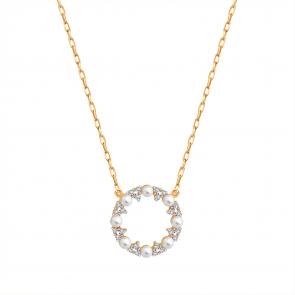 Золотое колье Karatov с фианитом и жемчугом Т148111054 фото