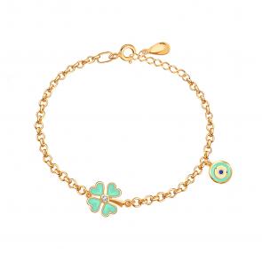 Золотой браслет Karatov с фианитом и эмалью Т157101226 фото