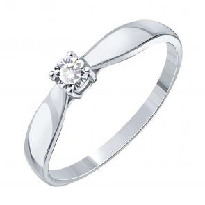 Кольцо из белого золота Karatov с бриллиантом Т30101Б314 фото
