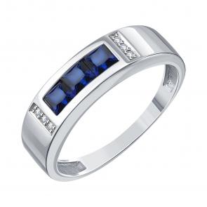Кольцо из белого золота Karatov с бриллиантом и сапфиром Т30101Б670 фото