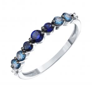 Кольцо из белого золота Karatov с бриллиантом, сапфиром и Лондон топазом Т30101Б989 фото