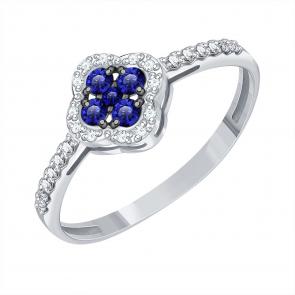 Кольцо из белого золота Karatov с бриллиантом и сапфиром Т30101Д078 фото
