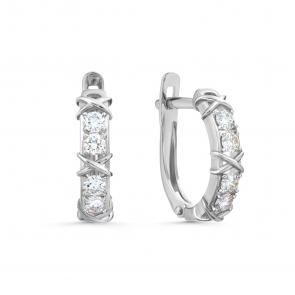 Серьги из белого золота Karatov с бриллиантом Т30102В017 фото