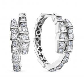 Серьги Символ года змея из белого золота Karatov с бриллиантом Т30102В189 фото