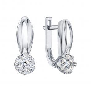 Серьги из белого золота Karatov с бриллиантом Т30102В235 фото