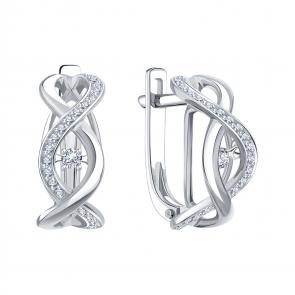 Серьги из белого золота Karatov с танцующим бриллиантом Т30102В951-01 фото