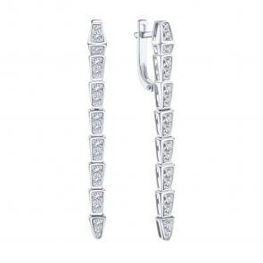 Серьги из белого золота Символ года Змея Karatov с бриллиантом Т30102В979 фото