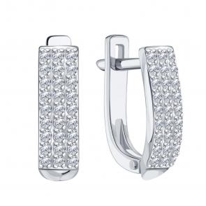 Серьги из белого золота Karatov с бриллиантом Т30102Г082 фото