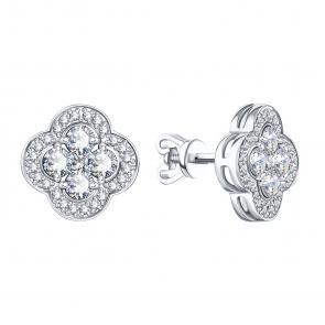 Серьги из белого золота Karatov с бриллиантом Т30102Г323 фото