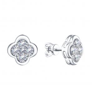 Серьги из белого золота Karatov с бриллиантом Т30102Г324 фото