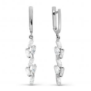 Серьги из белого золота Karatov с фианитом Т302027683 фото