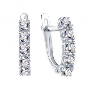 Серьги из белого золота Karatov с фианитом Т30202В917 фото