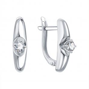 Серьги из белого золота Karatov с фианитом Т30202Г170 фото