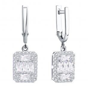 Серьги из белого золота Karatov с фианитом Т30202Е235-К фото