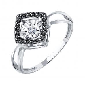Кольцо из белого золота Karatov с танцующим бриллиантом и чёрным бриллиантом Т305618649-01 фото
