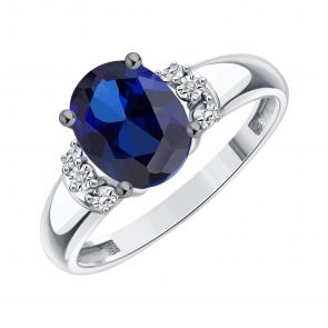 Кольцо из белого золота Karatov с бриллиантом и сапфиром Т30561Д816-01-02 фото