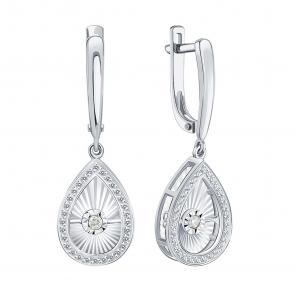 Серьги из белого золота Karatov с танцующим бриллиантом Т30562В355 фото