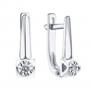 Серьги из белого золота Karatov с бриллиантом Т30562Г131 фото