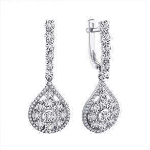 Серьги из белого золота Karatov с бриллиантом Т30562Г654 фото