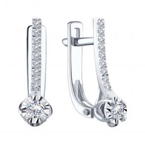 Серьги из белого золота Karatov с бриллиантом Т30562Е118 фото