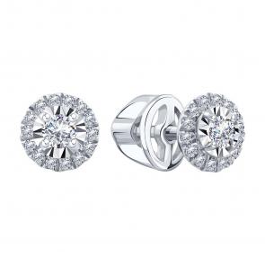 Серьги из белого золота Karatov с бриллиантом Т30562Е119 фото