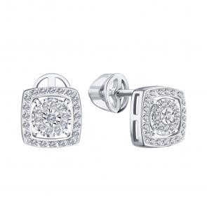 Серьги из белого золота Karatov с бриллиантом Т30662В541 фото