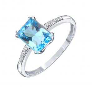 Кольцо из белого золота Karatov с топазом и фианитом Т30701Б420 фото