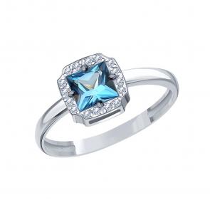 Кольцо из белого золота Karatov с топазом и фианитом Т30701Б938 фото