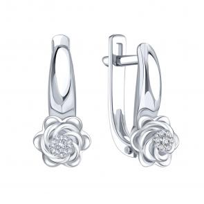 Серьги из белого золота Karatov с бриллиантом Т33102В876 фото