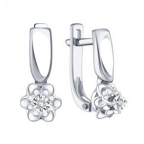 Серьги из белого золота Karatov с бриллиантом Т33562В874 фото