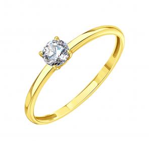 Кольцо из лимонного золота Karatov с фианитом Т90201Б624 фото