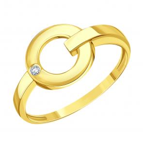 Кольцо из лимонного золота Karatov с фианитом Т90201Д041 фото