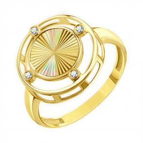 Кольцо из лимонного золота Karatov с фианитом Т90261Д141 фото