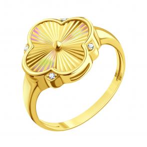 Кольцо из лимонного золота Karatov с фианитом Т90261Д142 фото