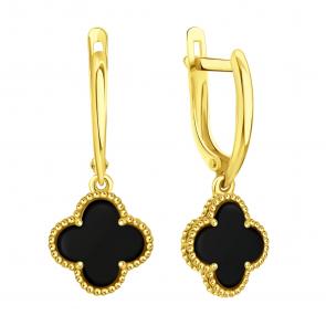 Серьги из лимонного золота Karatov с ониксом Т90302Г058 фото