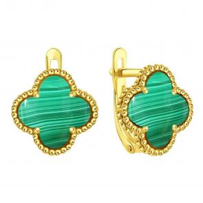 Серьги из лимонного золота Karatov с малахитом Т90302Г059-03 фото