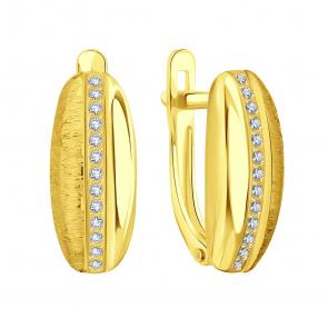 Серьги из лимонного золота Karatov с фианитом Т90762Г077 фото