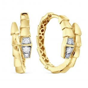 Серьги из лимонного золота Символ года Змея Karatov с бриллиантом Т94102В190 фото