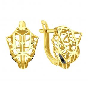 Серьги из лимонного золота Karatov с бриллиантом Т94102В768 фото